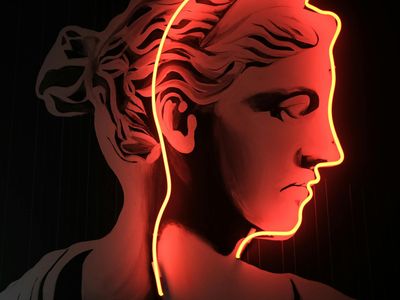 Modern interior with neon orange lighting accents